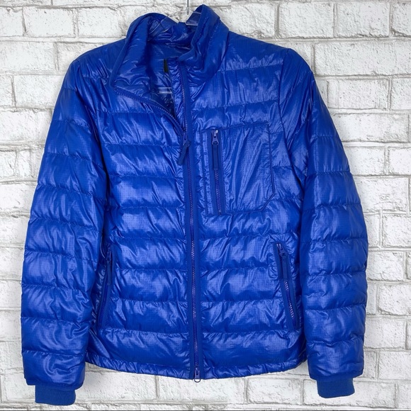 J. CREW Lightweight Down Jacket Puffer Coat Zip Quilted Shiny Regal Blue Small - Picture 4 of 7
